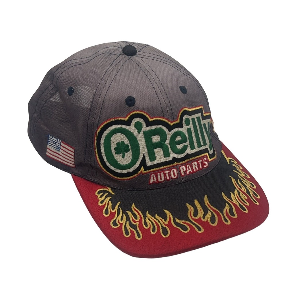 O'Reilly Auto Parts Racing Baseball Cap Adjustable Embroidered Flames American